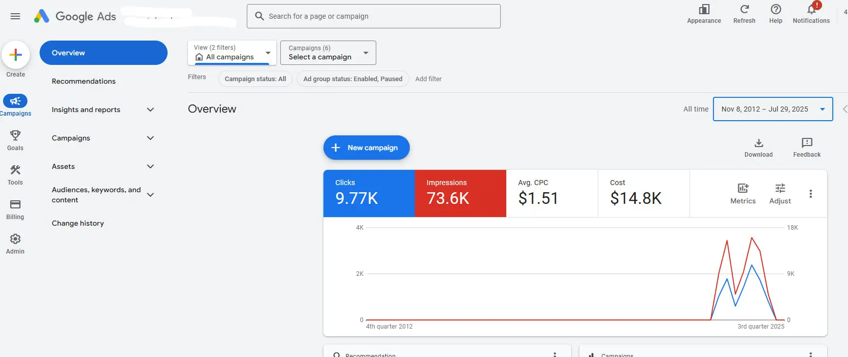 Google Ads Account Screenshot 1